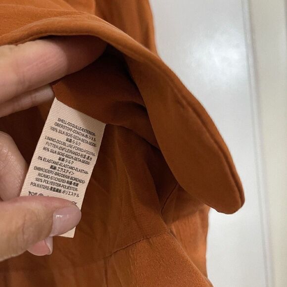 Free People Bronze orange silk collared blazer jacket size US 6 - Picture 5 of 7